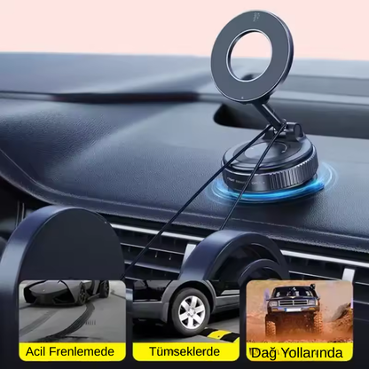 Arabamda UltraGrip™ Pro – Manyetik Vakumlu Telefon Tutucu
