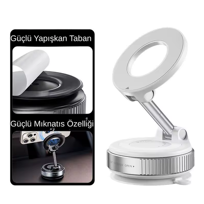 Arabamda UltraGrip™ Pro – Manyetik Vakumlu Telefon Tutucu